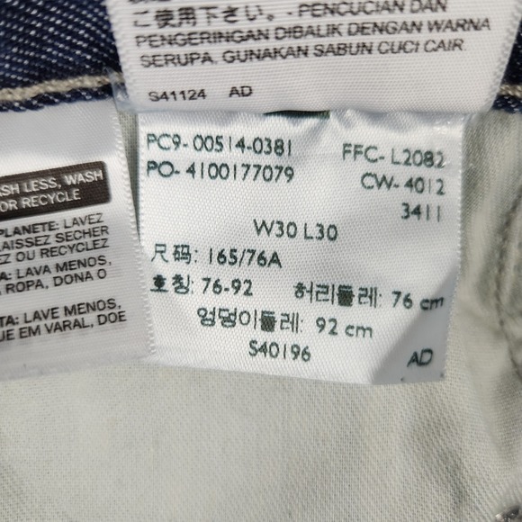 Levi's 514 Men's Jeans 30X30 Straight Fit Blue Sheen Denim CW4012 Blank Red Tab - Picture 11 of 12